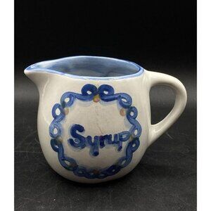 MA Hadley Pottery Syrup Pitcher Tapping Maple Tree Signed Vintage READ